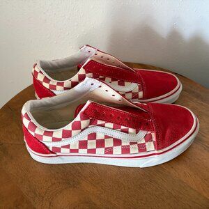 Vans red checkered size 7.5 mens 9 womens